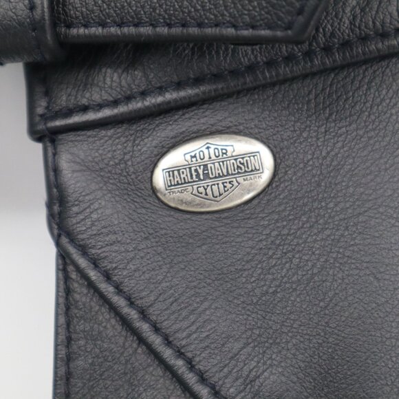 Harley Davidson Leather Motorcycle Chaps Men M Black Edgy Grunge Riding Alt Punk - Picture 2 of 16